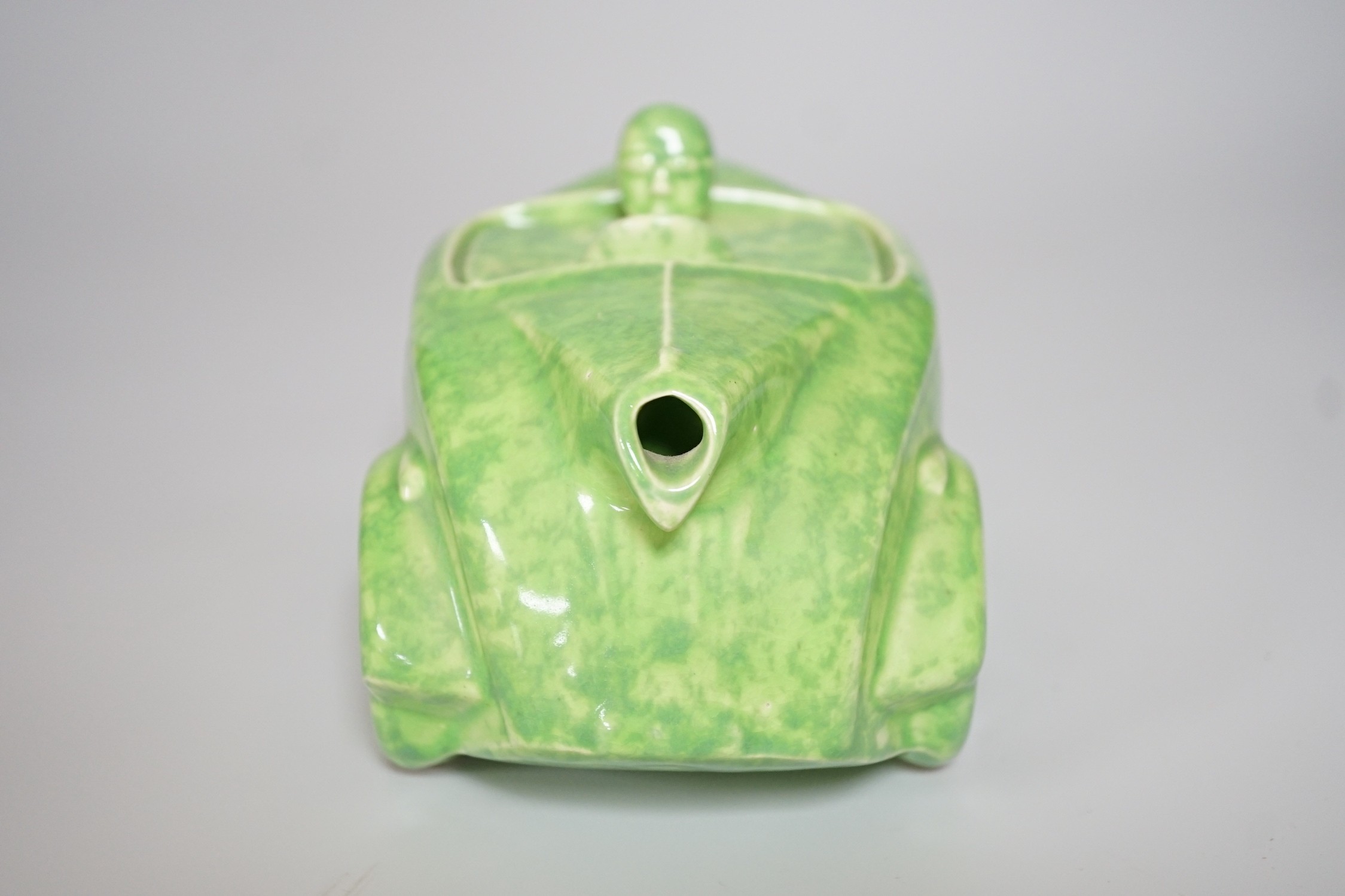 A Sadler's green-glazed novelty racing car teapot, 22cm